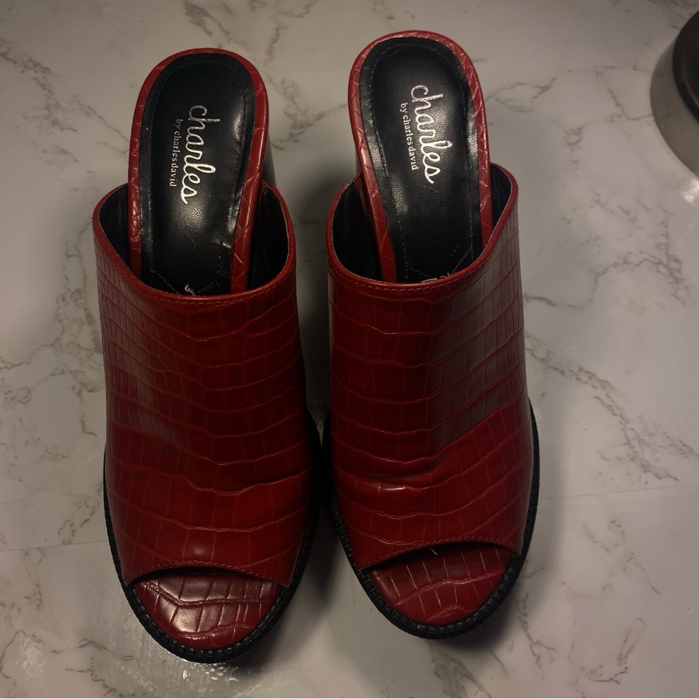 Charles by Charles David Red Croc Mules